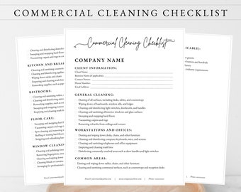 COMMERCIAL CLEANING CHECKLIST, Office Cleaning Checklist Template, Professional Cleaning Checklist, Commercial Cleaning Business Form