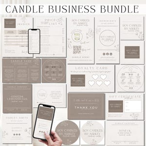 CANDLE BRANDINK KIT with Logo – Editable Canva Templates for Candle Labels, Care Cards, Order Forms, Thank You Cards & Business Branding