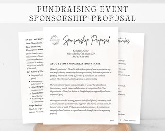 SPONSORSHIP PROPOSAL for FUNDRAISER. Fundraising Event Sponsorship Proposal Template. Benefit Event Sponsorship. Editable Sponsorship Pitch