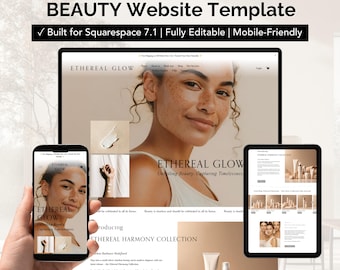 BEAUTY WEBSITE TEMPLATE – Editable Squarespace Design for Estheticians, Skincare Professionals, Wellness Brands & Beauty Salon Websites