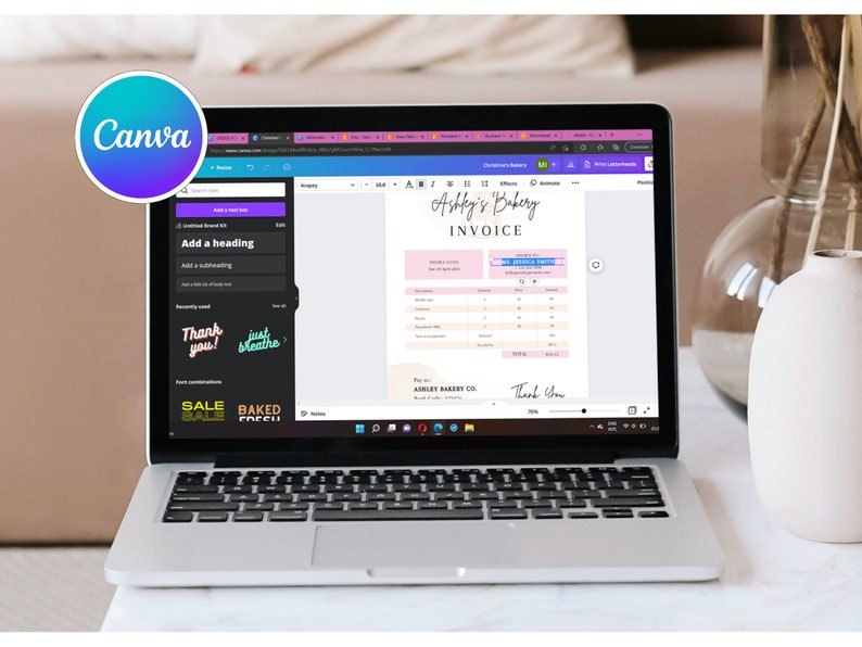 Bakery Invoice Template – Editable Canva Billing Form for Custom Cakes ...