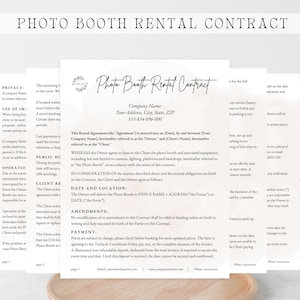 PHOTO BOOTH CONTRACT Template. Photo Booth Rental Agreement. Event Photo Booth Rental Contract. Photo Booth Template. Terms and Conditions