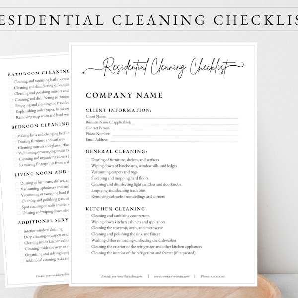 RESIDENTIAL CLEANING CHECKLIST, House Cleaning Checklist, Airbnb Cleaning Checklist Template, Cleaning Business Checklist, Cleaning Form