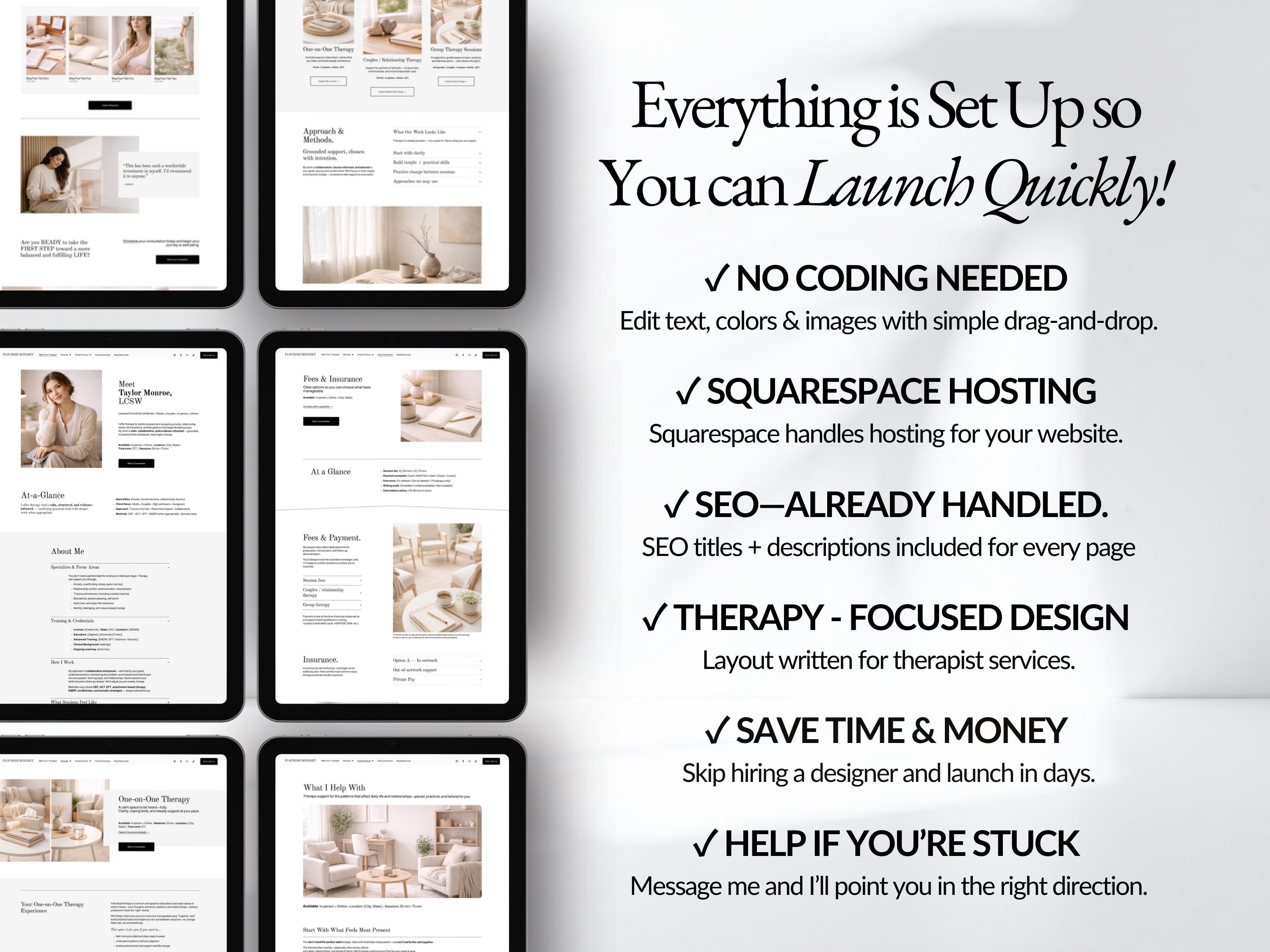 THERAPIST WEBSITE TEMPLATE for Squarespace, Private Practice Counseling ...