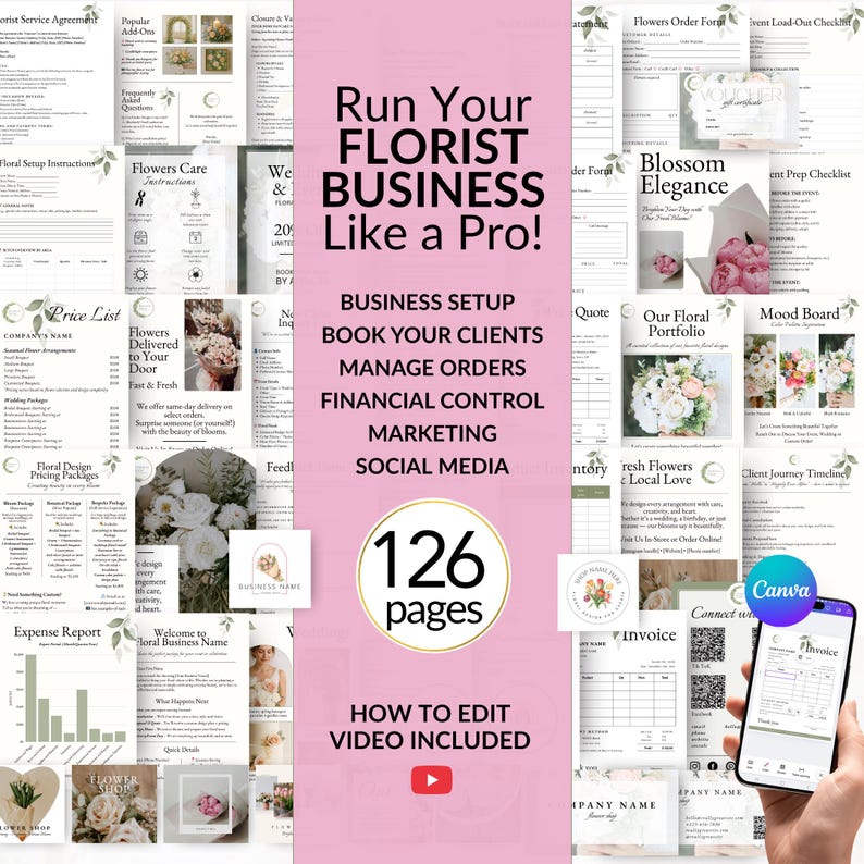 FLORIST TEMPLATES BUNDLE – Business Card, Logo Design, Order Form ...