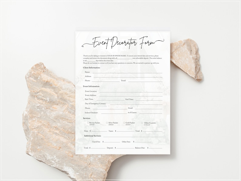 EVENT DECORATOR CONTRACT Template Event Décor Contract - Etsy