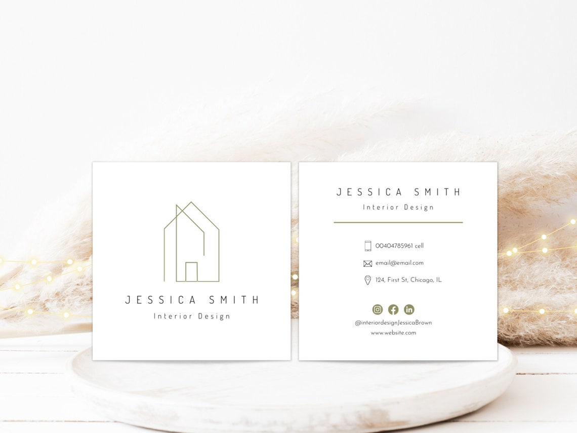 INTERIOR DESIGNER Business Cards Editable House Décor Etsy