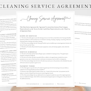CLEANING CONTRACT TEMPLATE, Cleaning Service Agreement, Commercial Cleaning Contract, Cleaning Business Agreement, Cleaning Agreement