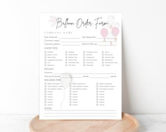 Editable BALLOON ORDER FORM Template | Customizable Sales Tracker for Balloon Artists & Event Planners | Instant Download