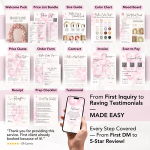 Coordinated balloon business templates like balloon order form, invoice, price quote, receipt template & more —fully editable for balloon business branding and client communication.