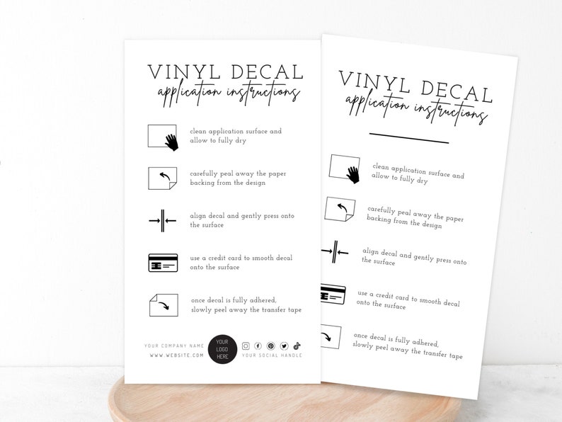 VINYL DECAL APPLICATION Instructions Decal Care Card Etsy