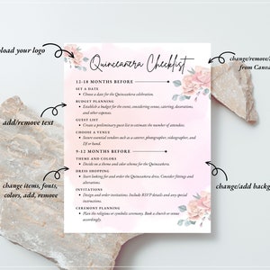 QUINCEANERA CHECKLIST. Printable Quinceañera Timeline. Quinceanera Planner Template, Quinceañera ...