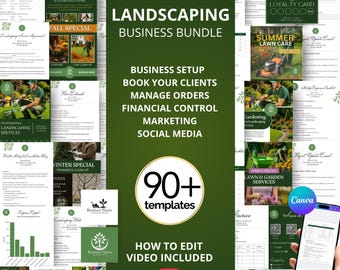 LANDSCAPING BUSINESS BUNDLE, Landscaping Business Cards Template, Landscaping Business Flyer, Landscaping Agreement, Landscaping Estimate