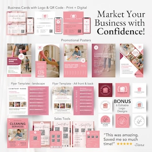 All-in-one brand kit for cleaning services offering everything from social media templates to printable documents