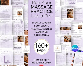 MASSAGE THERAPY BUNDLE - Editable Massage Therapist Forms Templates for Solo Therapists Starting or Rebranding, Massage Therapy Social Media