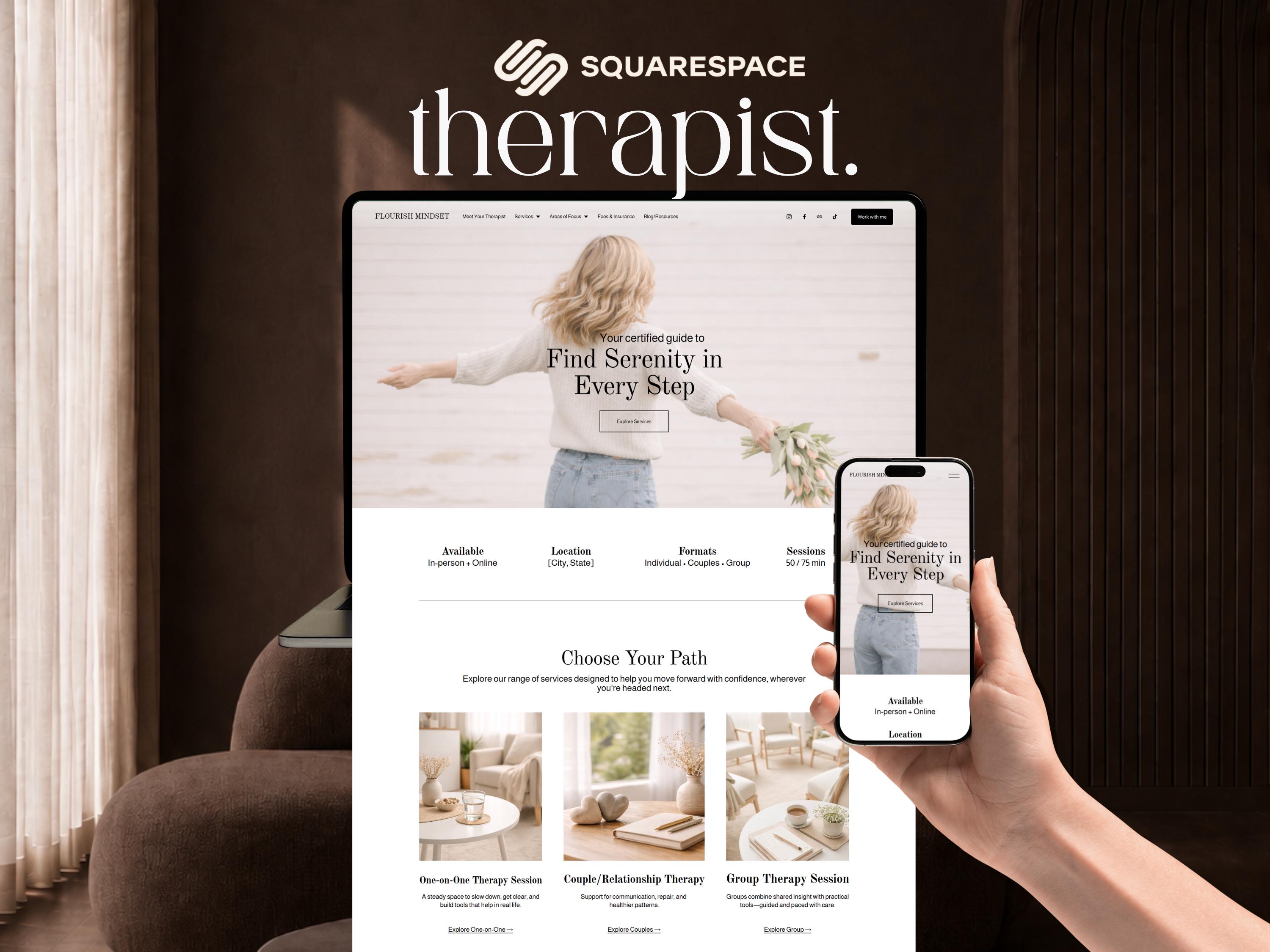 THERAPIST WEBSITE TEMPLATE for Squarespace, Private Practice Counseling ...