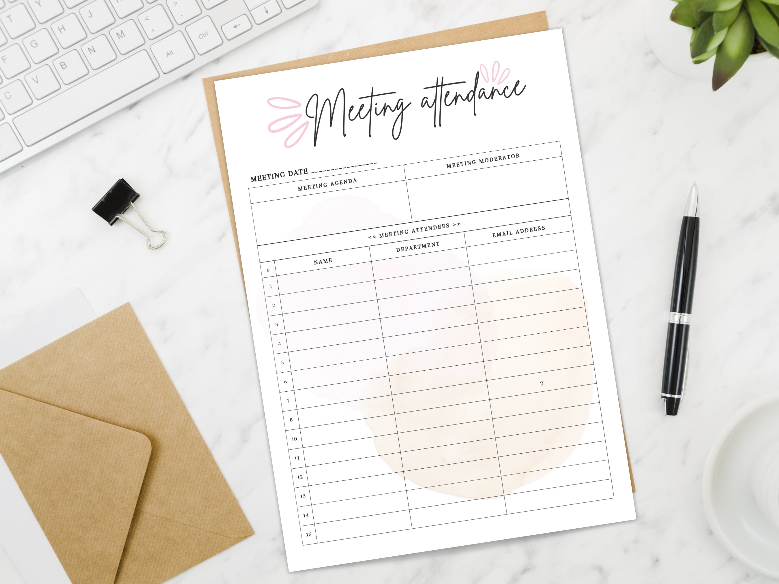 MEETING SIGN IN Sheet, Editable Sign Up Form Template, Printable Sign Up Page Layout, Contact Information Spreadsheet, Sign In Tracker