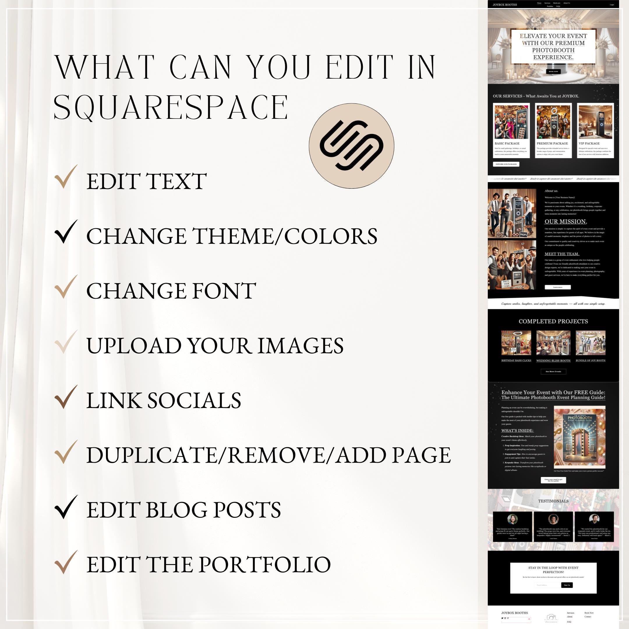 PHOTOBOOTH WEBSITE TEMPLATE. 360 Photo Booth Squarespace Template