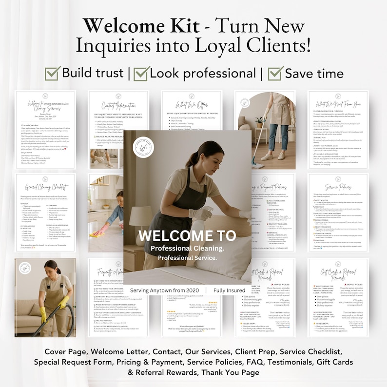 Editable cleaning proposal, price list, and confidentiality agreement templates for residential and commercial cleaning business owners.