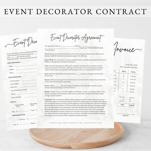 Modèle de contrat de décoration d'événement, contrat de décoration d'événement, contrat de décoration de mariage pour planificateur de mariage, accord de service de décoration d'événement