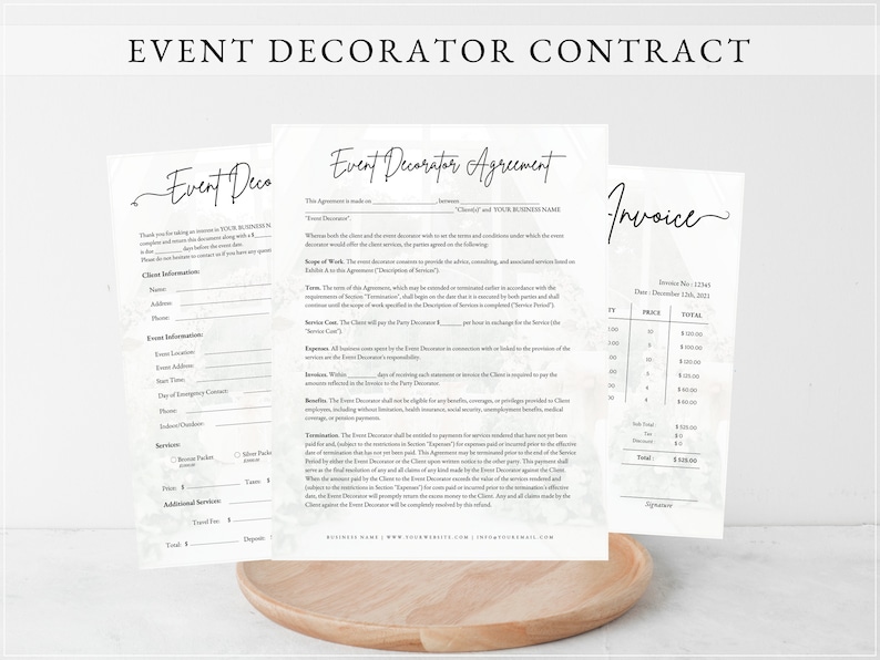EVENT DECORATOR CONTRACT Template Event Décor Contract - Etsy
