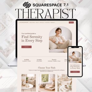 THERAPIST WEBSITE TEMPLATE, Editable Therapy Squarespace Website for Psychologist, Private Practice Counseling & Mental Health Professionals