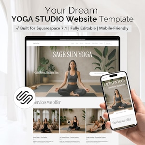 YOGA WEBSITE TEMPLATE – Editable Squarespace Design for Yoga Instructors, Pilates, Wellness Retreats & Meditation Coaches