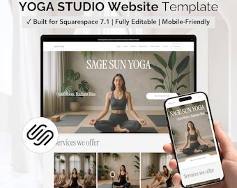 YOGA WEBSITE TEMPLATE – Editable Squarespace Design for Yoga Instructors, Pilates, Wellness Retreats & Meditation Coaches