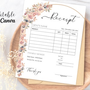 BUSINESS RECEIPT TEMPLATE – Editable Canva & Word Format for Small Shops, Service Providers, Freelancers and Product-Based Businesses
