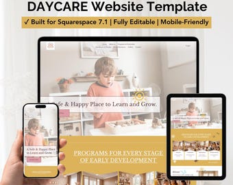 DAYCARE WEBSITE TEMPLATE. Childcare Website Design. Preschool Squarespace Website. Daycare Enrollment Squarespace Template. Nursery Website