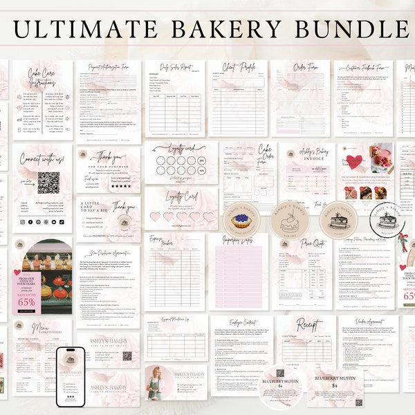 BAKKERIJ BUSINESS BUNDEL, Bakkerij Businessplan, Bakkerij Branding Kit, Bakkerij Flyer, Bakkerij Logo, Bakkerij Bestelformulier, Cake Care Card, Bakkerij Menu