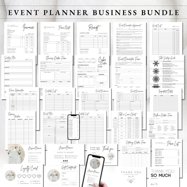 EVENT PLANNER BUSINESS Bundle, Event Planner Template Bundle, Event Planning Business Cards, Event Planner Logo, Table Seating Chart
