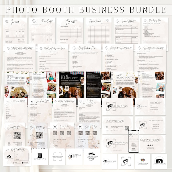 PHOTO BOOTH BUSINESS Bundle. Photo Booth Contract Template. Photo Booth Flyer. 360 Photo Booth Business Cards. Photo Booth Logo Template