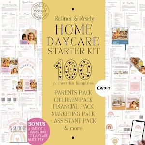 HOME DAYCARE STARTER Kit – Editable In Home Daycare Forms, Parent Handbook Canva Template, Childcare Contract & Policy, Daily Report Sheet
