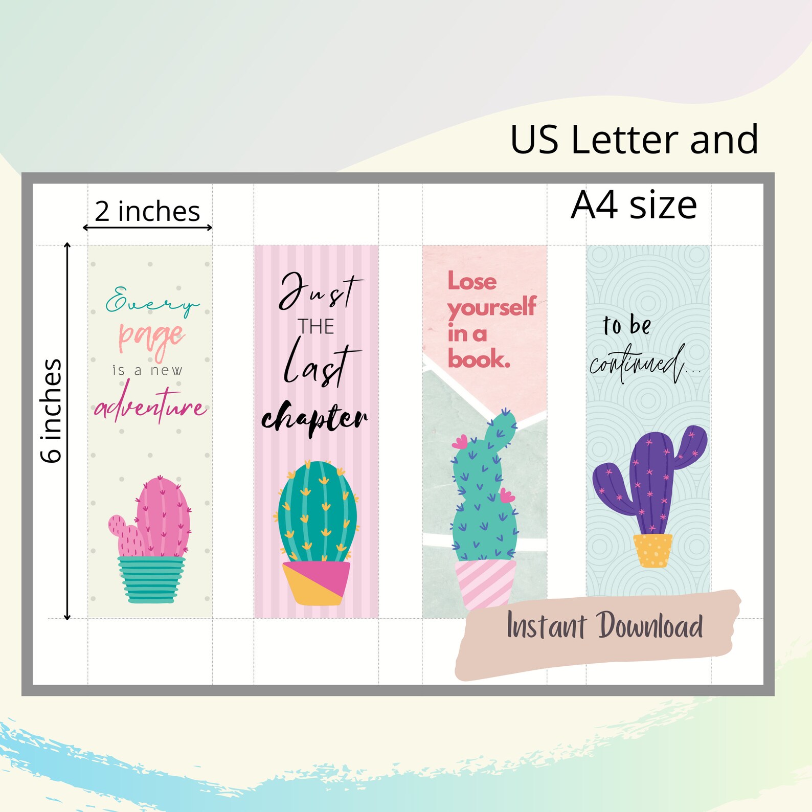 printable cactus bookmarks instant digital download 4