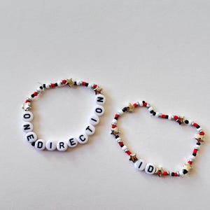 one direction inspired handmade beaded bracelet