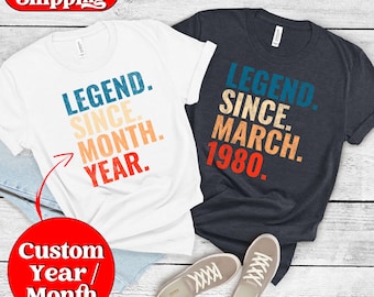 Legend Since 1980 Shirt, 50th Birthday Gift, Personalized T-Shirt