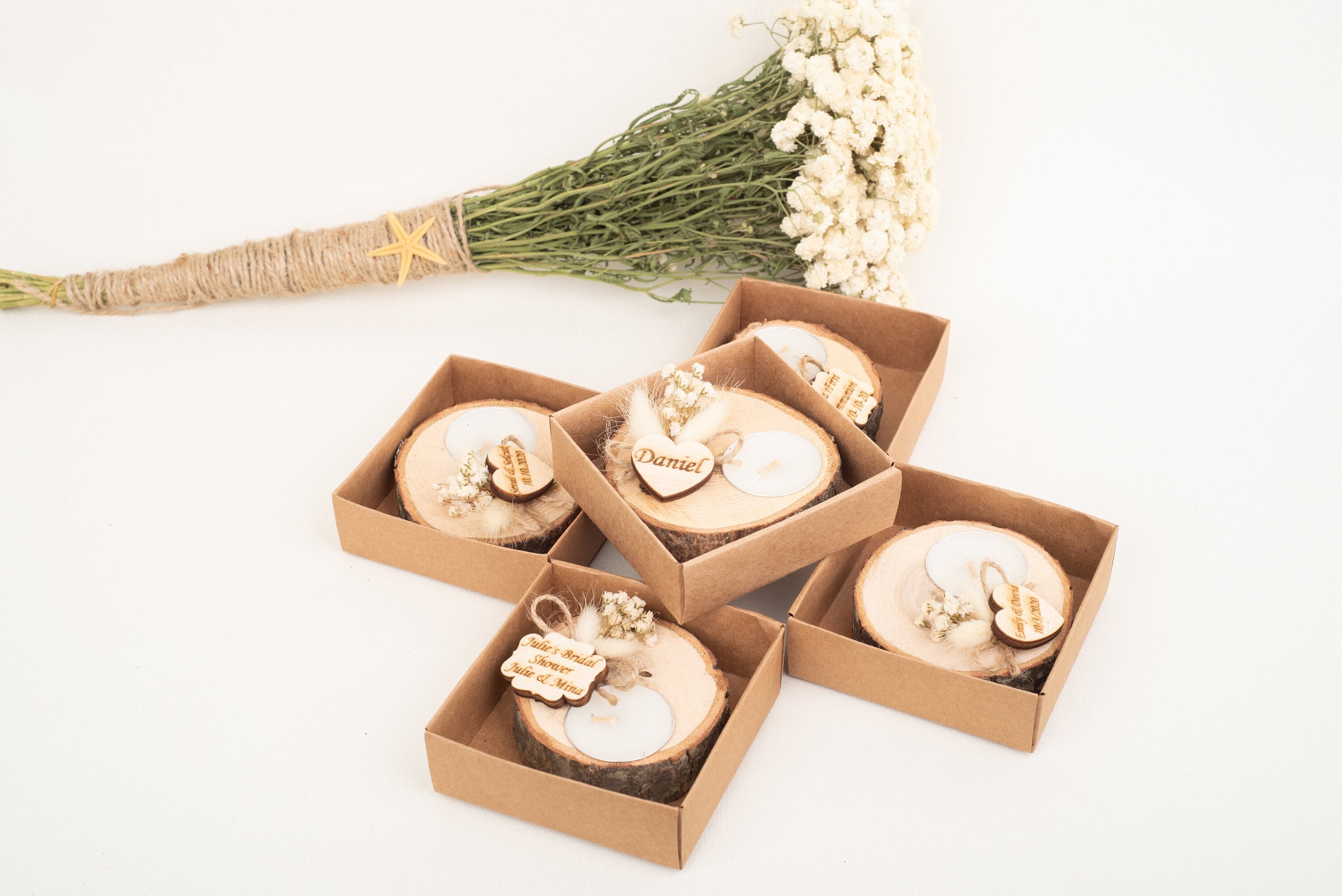 Personalized Wedding shower favors rustic tealight holder Etsy