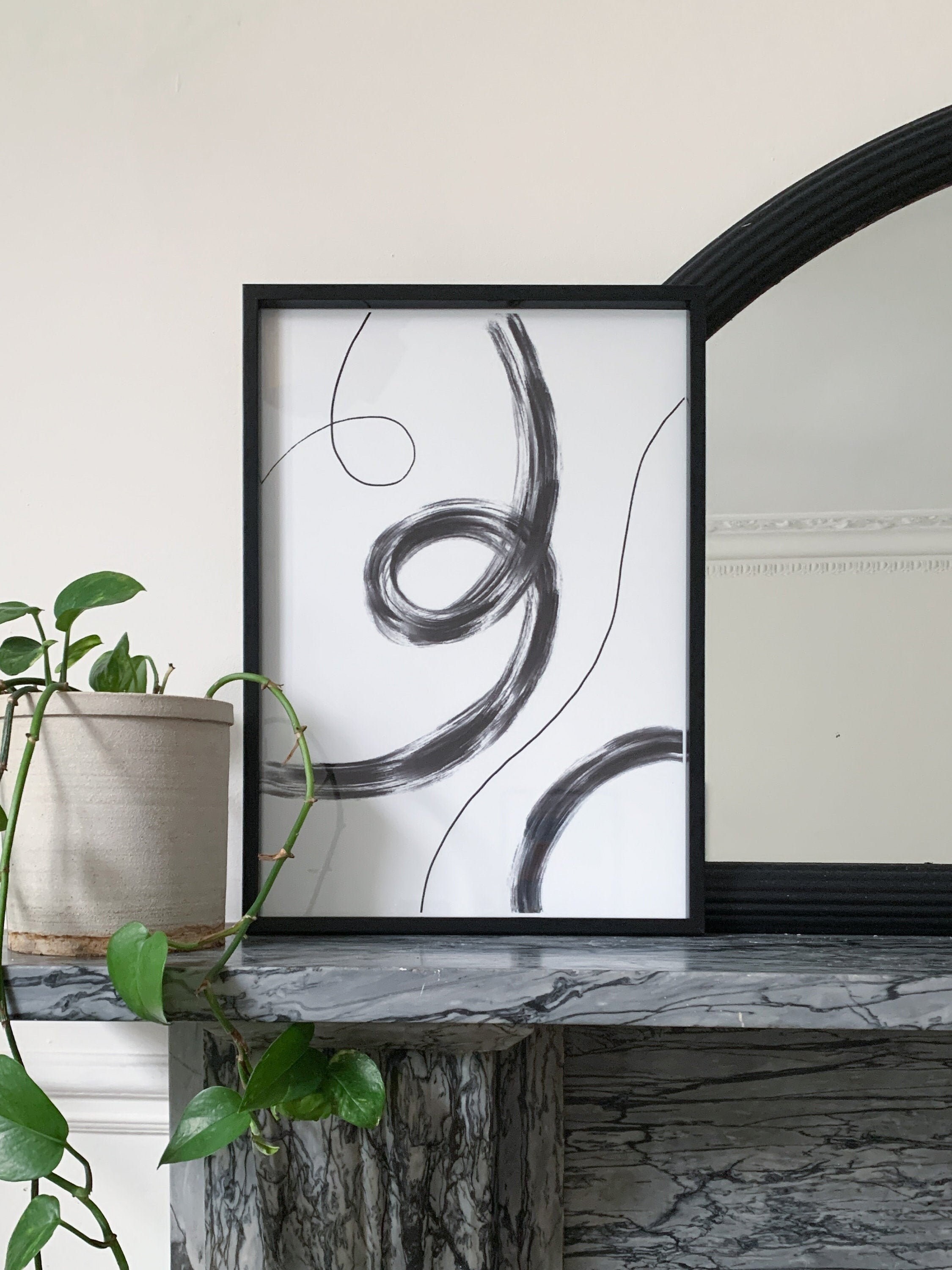 Monochrome Abstract Wall Art Digital Art Print MONOCHROME Etsy
