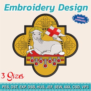 Embroidery Design / LAMB OF GOD / Religious Embroidery / Catholic Church / Saints / Embroidery file has been tested