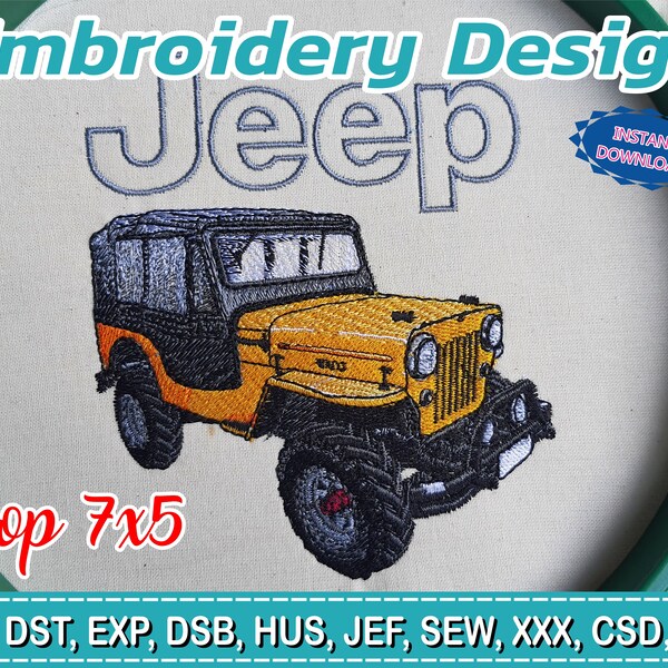 Embroidery Design / JEEP WILLYS / 4 Different Sizes / INSTANT Download / Car Design / Embroidery file has been tested