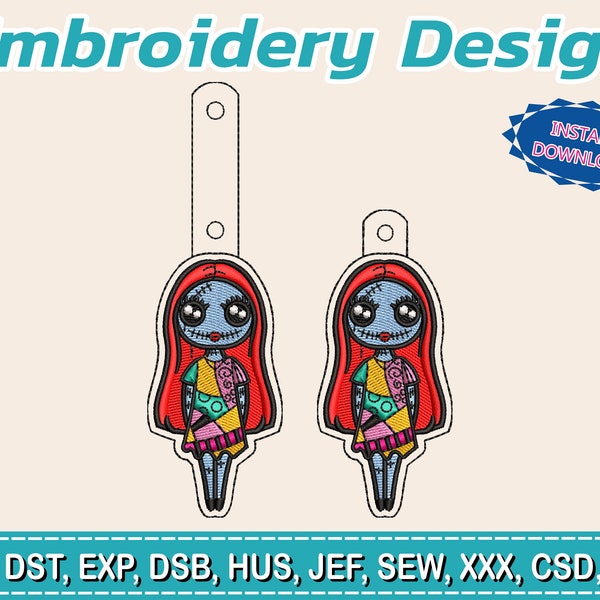 Embroidery Designs / Sally keychain / Horror keychain / 2 models /