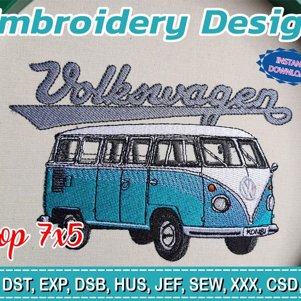 Embroidery Design / volkswagen camping bus / 4 Different Sizes / INSTANT Download / Car Design / Embroidery file has been tested