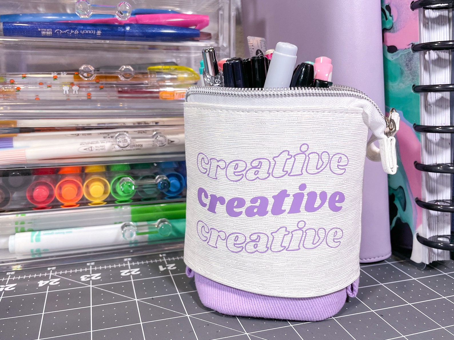 Standing Pencil Case with Aesthetic Font Custom Design Etsy