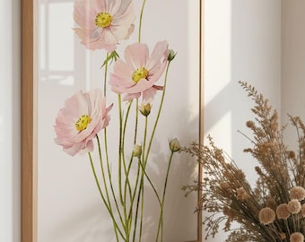 Pink Poppies Watercolor Digital Painting Botanical Wildflower Art Ready to Print Wall Art