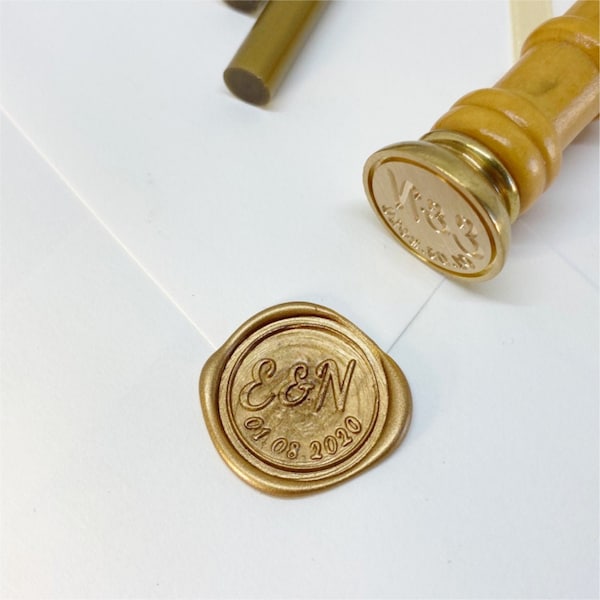 Custom Wax Seal - Bruiloft / Initialen en datum / 25mm Wax Box