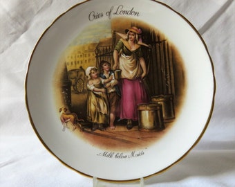 Decorative Plate, Cries of London, Milk Below Maids,  Tuscan China, 1950's Collectable Plate