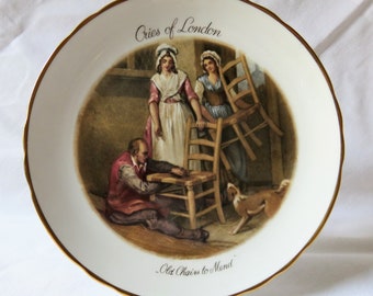 Decorative Plate, Cries of London, Old Chairs to Mend  Tuscan China, 1950's Collectable Plate