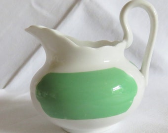 Small white and green cream or milk jug Tuscan China 1920s / 1930s