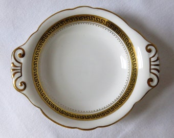 Small White and Gilt Pin Tray, Trinket Dish, Tuscan China , 1930s / 1940s, Manufactured for Harrods